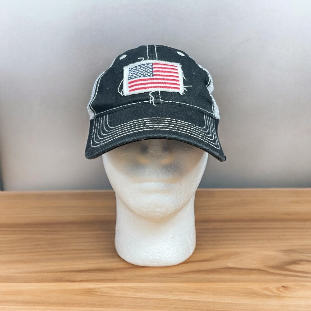 Academy,‎ LTD Distressed American Flag Mesh Adjustable Black Hat
